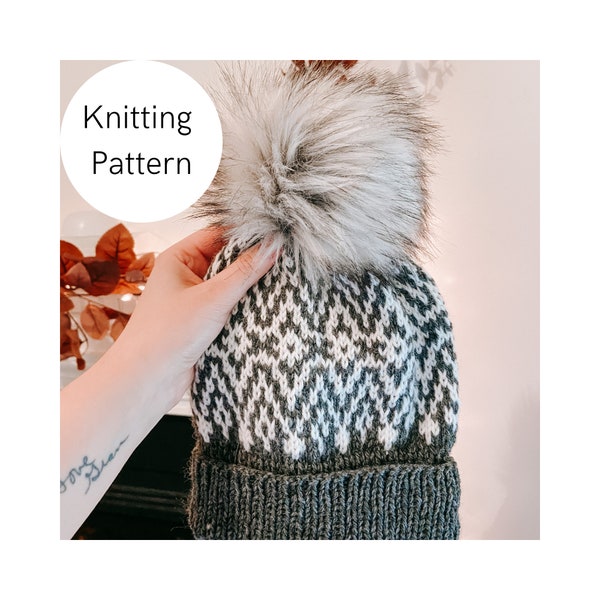 Comfort Chevron Beanie Pattern | Knit pattern, Chunky knit hat pattern, Beanie pattern, Fair-isle knit hat pattern, Instant Download