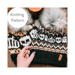SPOOKTOBER Beanie Pattern | Knit pattern, Chunky knit hat pattern, Beanie pattern, Fair-isle knit hat pattern, Instant Download