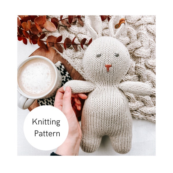 Knitted Bunny PATTERN, Knit plushie pattern, knit stuffed animal pattern, pattern, knit pattern