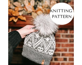 Skulls and Bats Beanie Knitting Pattern (PDF Download)