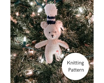 Knit Polar Bear Christmas Ornament Pattern (PDF)