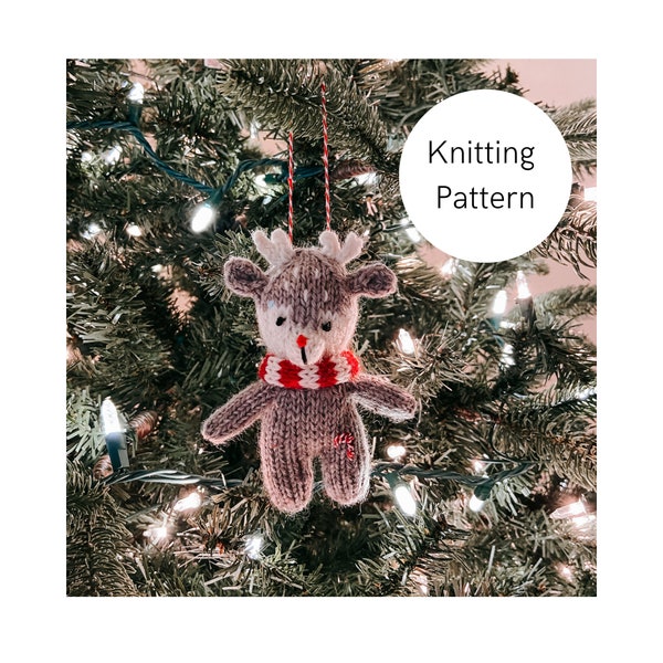 Reindeer ornament PATTERN / knitting pattern, knitted ornament pattern, Christmas ornament, knit polar bear, knit Christmas pattern