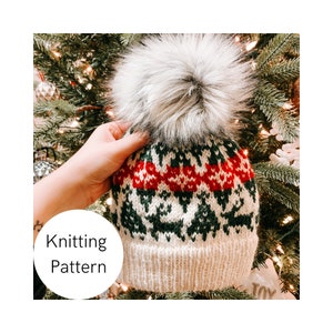 Merry Reindeer Beanie Knit Pattern: Chunky Fair Isle Hat (Instant Download)