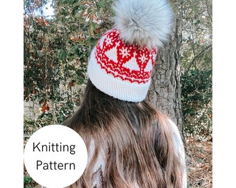 Cheerful Holiday Beanie Knitting Pattern: Colorwork Winter Hat (PDF Pattern)