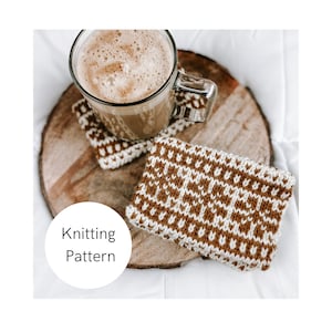 Cozy Home Coaster Pattern NO. 2 | knitted coasters, knit coaster pattern, home decor, knit home decor, knitting pattern, fair isle pattern