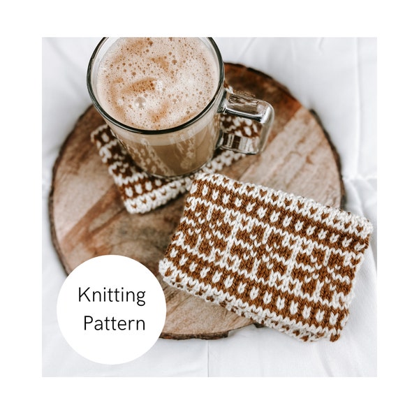 Cozy Home Coaster Pattern NO. 2 | knitted coasters, knit coaster pattern, home decor, knit home decor, knitting pattern, fair isle pattern