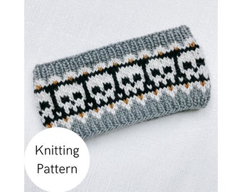 Patrón de tejido para diadema de calavera espeluznante: calentador de orejas Fair Isle (patrón PDF)