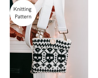 Mini skull Crossbody Bag PATTERN | knitting pattern, knit bag, knitted bag, knit patterns, fair isle pattern, knit bag pattern