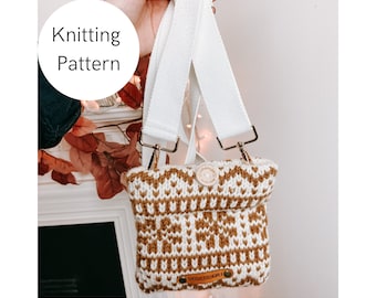 Mini Flower Crossbody Bag Knitting Pattern | Fair Isle Knit Bag (PDF)