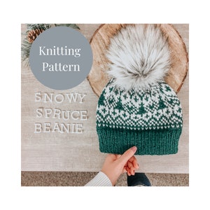 SNOWY SPRUCE BEANIE / Knit hat pattern / Fair-isle hat knitting pattern / Beanie knitting pattern / knitted pattern
