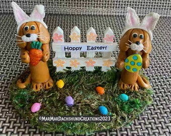 Hoppy Easter! Red Dachshund/Doxie figurine-decoration