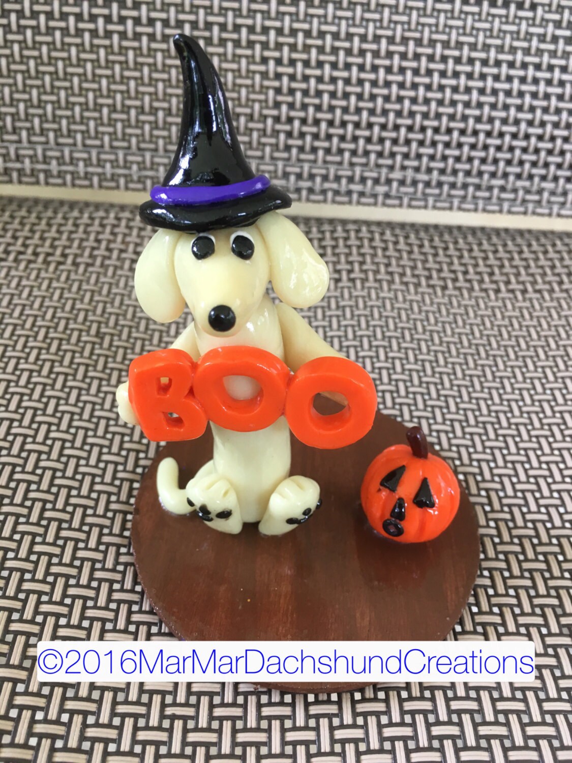BOO! Glow in the dark Doxie Dachshund Halloween figurine