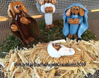 Dachshund/Doxie Red Nativity Set (International shipping available)