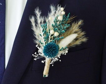 Dry Flower Boutonniere/Wedding Boutonniere/Blue Boutonniere/Blue Mini Dried Flower Bouquet/Dried Boutonniere/Groomsmen Buttonhole