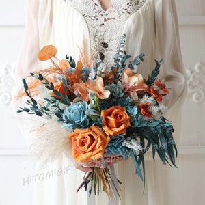 Wedding Bouquet,Bridal Bouquet,Bridesmaid Bouquet,Artificial Flowers Bouquet,Dried Flower Bouquet,Orange bridal bouquet,Dry Flower Wedding