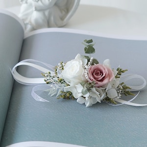 Corsages roses au poignet/Corsages de mariage/Corsages de fleurs sèches/Corsages de dames/Corsages d&#39;herbe de la pampa/Bracelets de fleurs/Corsages faits main