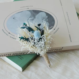 Dry Flower Boutonniere/Wedding Boutonniere/Blue Boutonniere/Mini Dried Flower Bouquet/Dried Boutonniere/Groomsmen Buttonhole