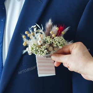 Groom&Best Man Boutonniere/Boho Wedding Boutonniere/Dry Flower Boutonniere/Mini Dried Flower Bouquet/Dried Boutonniere/Wedding Accessories