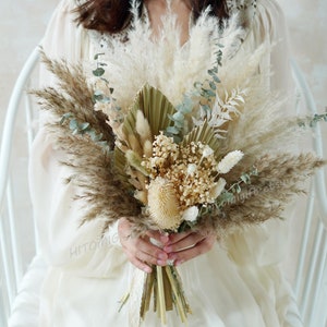Rustic boho Wedding Bouquet,Wedding bouquet,Bridal bouquet,Dried flower bouquet,Pampas Grass bouquet,Natural flower decor,Wedding decoration
