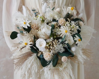 White Rose Bouquet,Wedding bouquet,White Wedding Bouquet,White Bridal Bouquet,Bridesmaid Bouquet,Design in Rose&Eucalyptus,Boho Bouquet