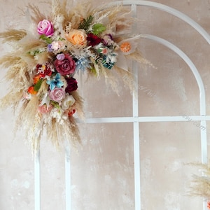 Colorful Arch Flowers,Beach  Wedding,Tropical bridal Wedding Background,Arch Decorations,Floral Arch Arrangement,Silk Flowers Arch