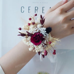 Eternal Rose Corsage/Wrist corsage/Wedding Corsage/Dried Flower Corsage/Bridal Corsage/Pampas Grass Corsage/Flower Bracelet/Handmade Corsage