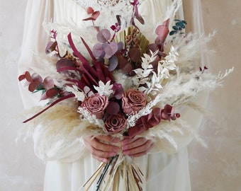 Burgundy Wedding Arrangements,Bridal Bouquet,Dried Flower Bouquet,Dusty Rose Wedding Bouquet,Autumn Wedding Bouquet,Burgundy Wedding Bouquet