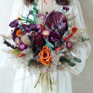 Purple Wedding Bouquet,Dried Flower Wedding,Wedding Bouquet,Bridal Bouquet,Artificial Flower Bridal Bridesmaid Bouquet,Bridal Bouquet