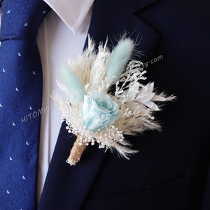 Blue Rose Boutonniere/Navy Blue Wedding Accessories/Groom Boutonniere/Wedding Boutonniere/Dried Flower Boutonniere/Mini Dried Flower Bouquet