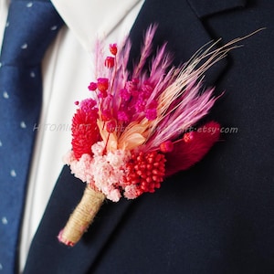 Peach Pink Boutonniere/Pink Boutonniere/Wedding Boutonniere/Dry Flower Boutonniere/Birthday Boutonniere/Dried Boutonniere