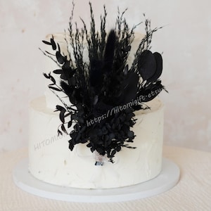 Decorazione per feste gotiche - Topper per torta nero - Topper per torta per feste - Topper per torta con fiori secchi - Topper per torta con fiori - Topper per torta nuziale