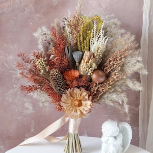 Rust Wedding Bouquet,Bridal Bouquet,Bridesmaid Bouquet,Dried flower bouquet,Pampas Grass bouquet,Natural flower decor,Wedding decoration