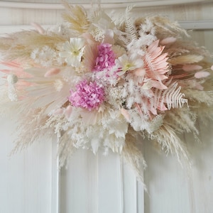 Pink~Lilac~Cream~White Swag Arch,Wedding Backdrop,Floral Arch Arrangement,Pink Arch,Pampas Grass Outdoor Wedding Arch,Boho Wedding Arch