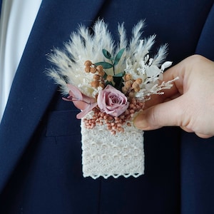 Blush Arrangement Boho Wedding,Man Accessory Autumn Wedding,Groom Boutonniere,Wedding Boutonniere,Blush Pocket Boutonniere,Pink Boutonniere