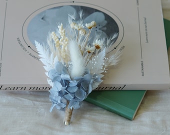 Blue Boutonniere|Wedding boutonniere|Pampasgrass Boutonnières|Dried Flower Bouquets|Wedding Groomsmen|Blue Boutonniere|Wedding boutonniere