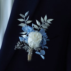 Blue BoutonniereBlue Wedding boutonnierePampas grass BoutonnièresDried Flower Bouquets Pampas Grass ArrangementWedding Groomsmen image 1