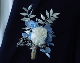 Blue Boutonniere|Blue Wedding boutonniere|Pampas grass Boutonnières|Dried Flower Bouquets |Pampas Grass Arrangement|Wedding Groomsmen