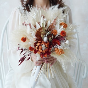 Burnt Orange Wedding,Bridal Bouquet,Autumn Terracota Wedding,Bridesmaid Bouquet,Dried Flower Bouquet,Pampas Grass Bouquet,Dry Flower Wedding