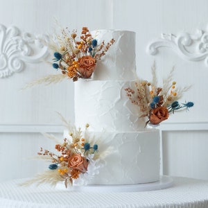 Dusty Rose Cake Topper - Dried flower cake topper-Party cake topper-Wedding Cake Topper-Flower Cake Topper-Blue Cake Topper