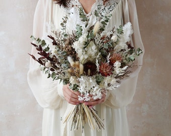 Mixed Dried and Wild Flower Bouquet,Pampas Grass Festival Meadow Bridal bouquet,Bridal Bouquet,Bridesmaid Bouquet,Dried Flower Bouquet