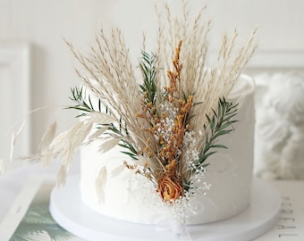 Cake Topper - Dried flower Cake Topper-Party Cake Topper-Wedding Cake Topper-Flower Cake Topper