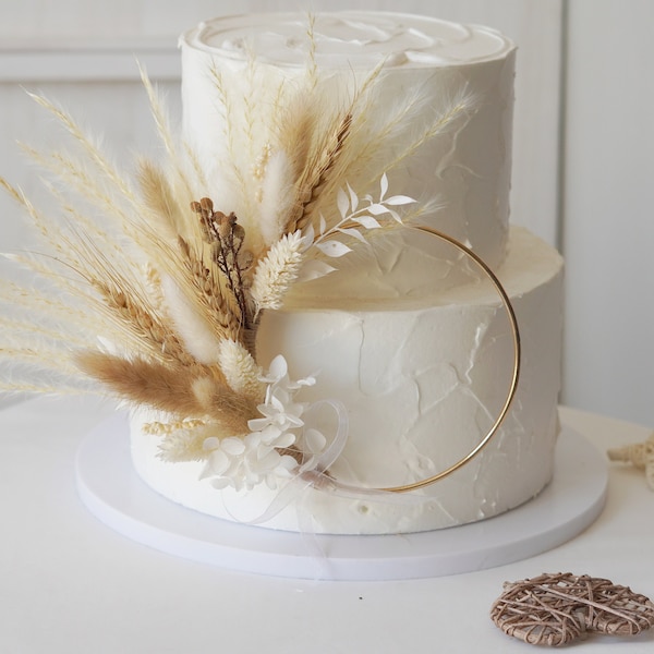 Wreath Cake Topper - Boho Dried flower cake topper-Party cake topper-Wedding Cake Topper-Flower Cake Topper