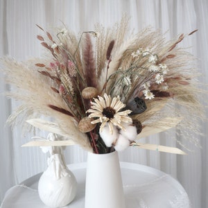 Buquê de flores secas, buquê de grama de pampas, flores secas, decoração de flores naturais, arranjo de flores, decoração de casa, buquê de casa