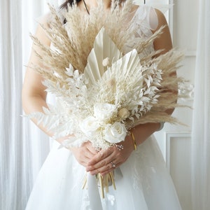 Bouquet de la mariée,Bouquet de la mariée,Bouquet de fleurs séchées,Bouquet d'herbe de la pampa,Décoration de fleurs naturelles,Arrangement floral,Décoration de mariage image 1