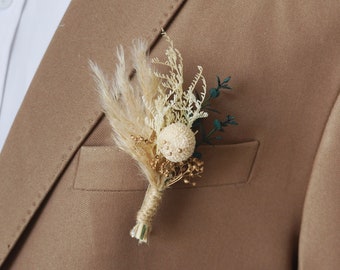 Boutonniere/Wedding Boutonniere/Dry Flower Boutonniere/Mini Dried Flower Bouquet/Dried Boutonniere