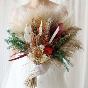 Wedding bouquet,Bridal bouquet,Dried flower bouquet,Pampas Grass bouquet,Natural flower decor,Flower Arrangement,Home decoration