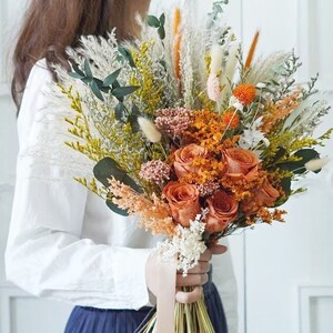 Burnt Orange Wedding bouquet,Bohemian wedding,Bridal bouquet,Dried flower bouquet,Pampas Grass bouquet,Wedding decoration,Bridesmaid bouquet