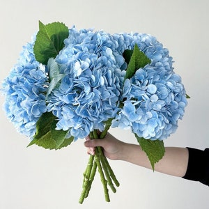 Steli di ortensia al tatto reale, fiori artificiali realistici, fiori fai da te, decorazioni per matrimoni, decorazioni per la casa, ortensia blu, ortensia verde, ortensia