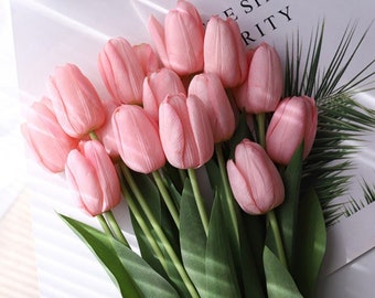 Hermosos tallos de flores de tulipán artificiales de tacto real en varios colores/ramo de boda/centro de mesa/tulipanes de boda/tulipanes de tacto real