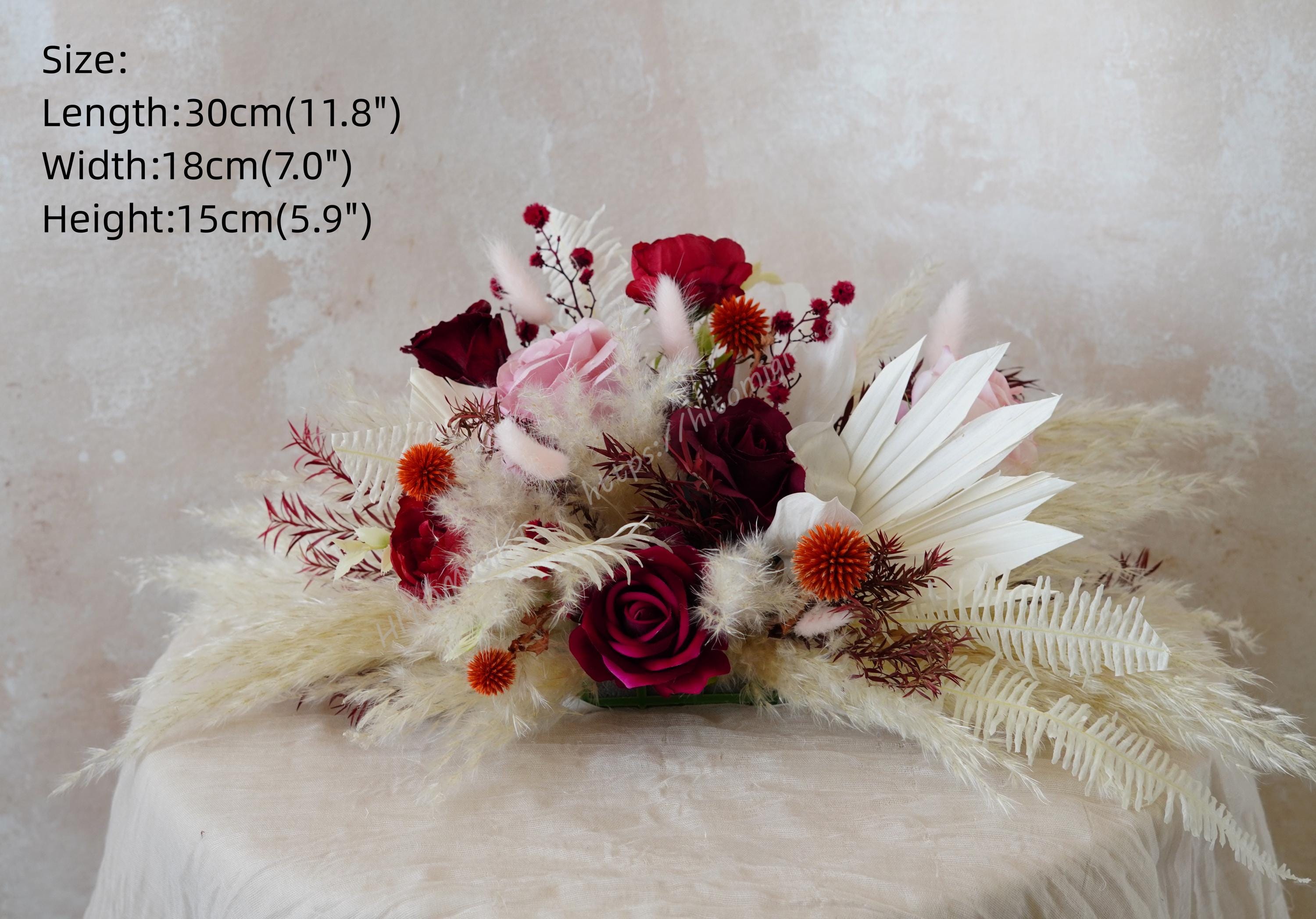 Bouquet da sposa in seta bordeaux, ricordo floreale, fiori artificiali